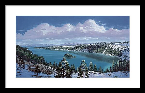 Lakes Framed Print featuring the painting Emerald Bay - Lake Tahoe by Del Malonee