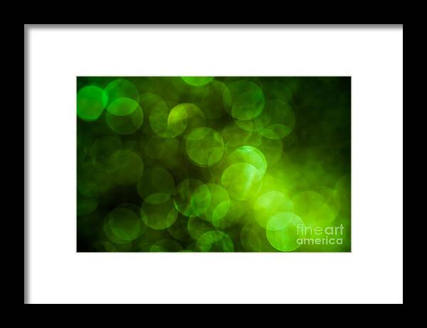 Abstract Framed Print featuring the photograph Emerald Bokeh by Jan Bickerton