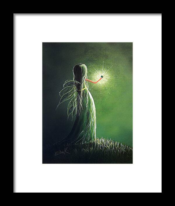 Fairy Art Framed Print featuring the painting Emerald Fairy by Shawna Erback by Moonlight Art Parlour
