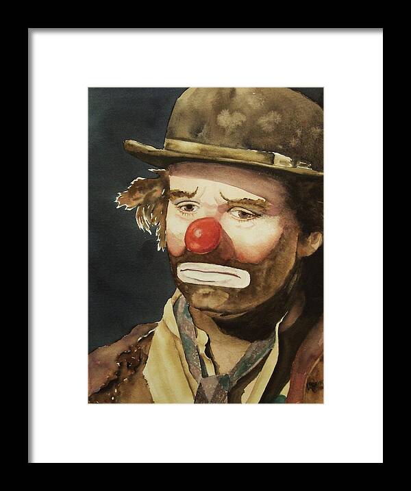 Emmett Kelly Framed Print featuring the painting Emmett Kelly by Greg and Linda Halom
