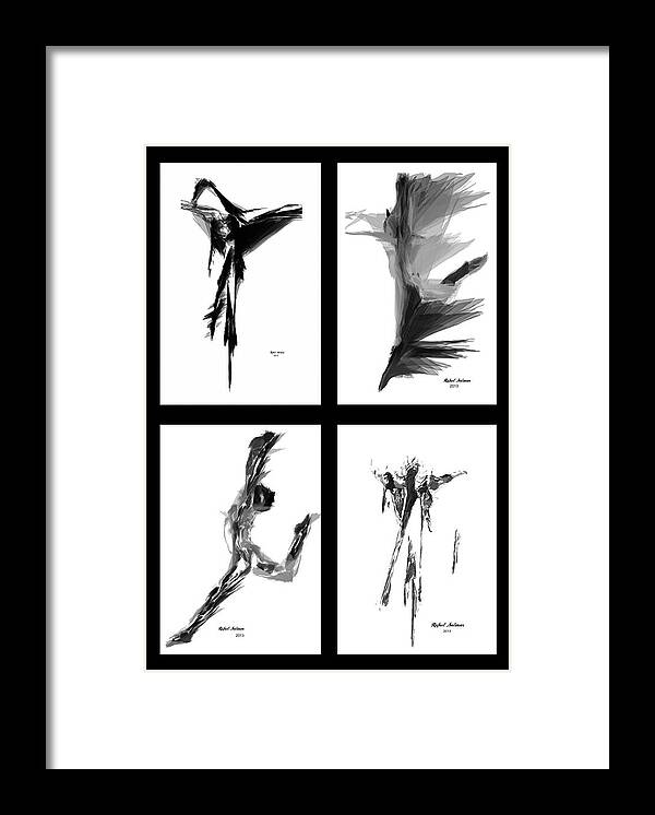 Abstract Framed Print featuring the digital art Emotions in Black - Abstract Quad by Rafael Salazar