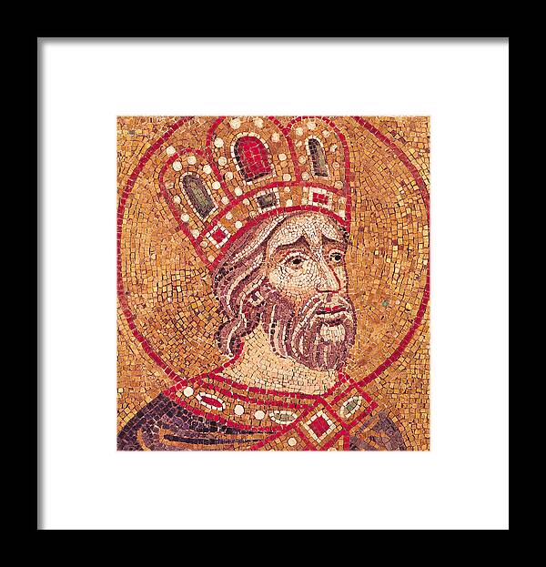Emperor Constantine I Framed Print featuring the ceramic art Emperor Constantine I by Byzantine School