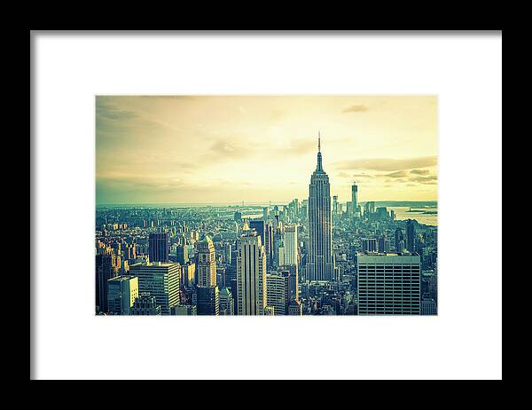 Scenics Framed Print featuring the photograph Empire State Building And Manhattan by Cirano83