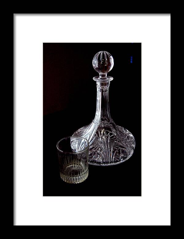 Old Decanter Framed Print featuring the photograph Empty by Barbara J Blaisdell