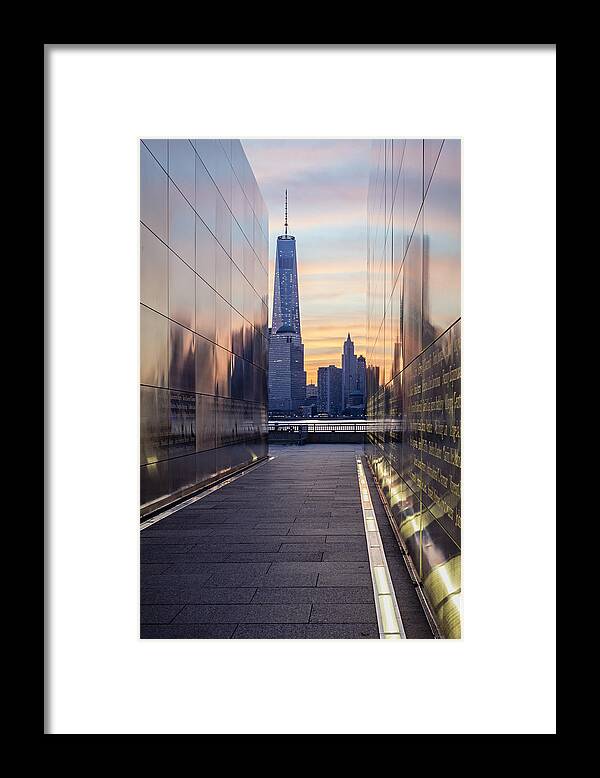 Financial District Framed Print featuring the photograph Empty Sky Memorial And The Freedom Tower by Susan Candelario