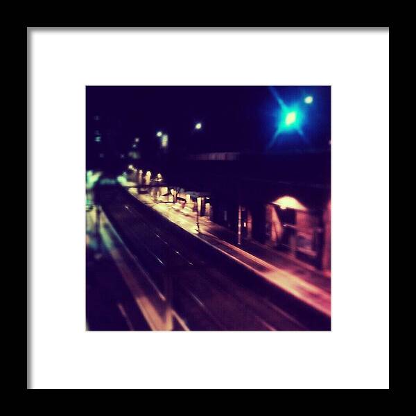Shadows Framed Print featuring the photograph #empty #trainstation #train #lights by Lion Campbell