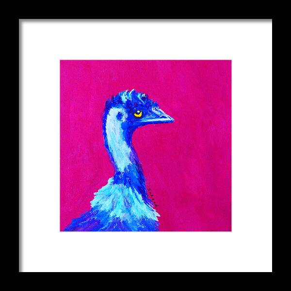 Emu Framed Print featuring the painting Emu Pink by Margaret Saheed
