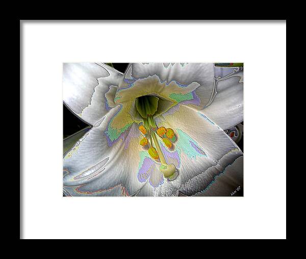 Enameled Lily Framed Print featuring the digital art Enameled Lily by Kathy K McClellan