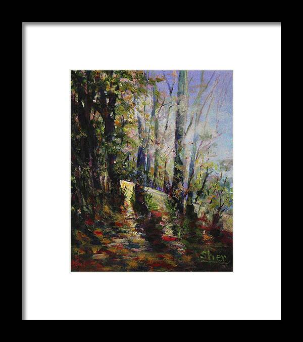 Oil Framed Print featuring the painting Enchanted forest by Sher Nasser