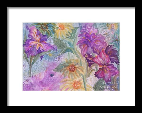 Flowers Framed Print featuring the painting Enchanted Garden by Ellen Levinson