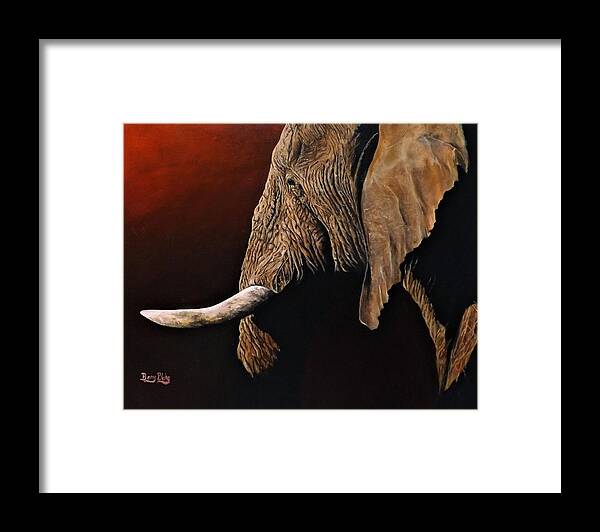 Elephant Framed Print featuring the painting End of Day by Barry BLAKE