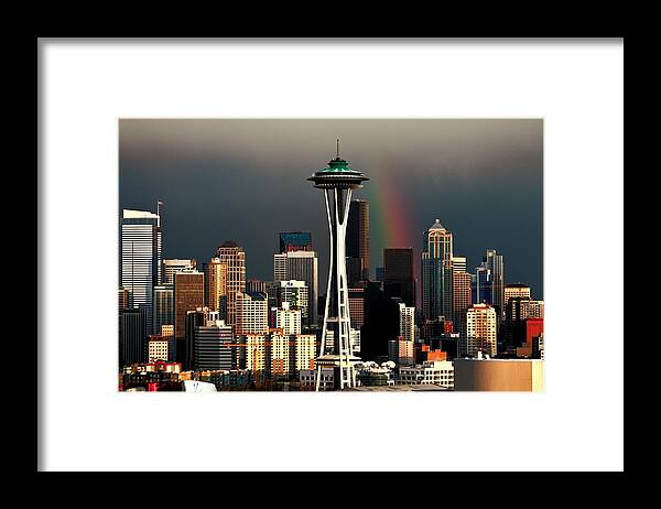 Seattle Framed Print featuring the photograph End of the Rainbow by Benjamin Yeager