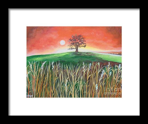 Plains Framed Print featuring the painting Up in the sycamore tree I saw him by Nereida Rodriguez