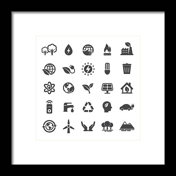 Environmental Conservation Framed Print featuring the drawing Energy and Eco Icons - Smart Series by -victor-