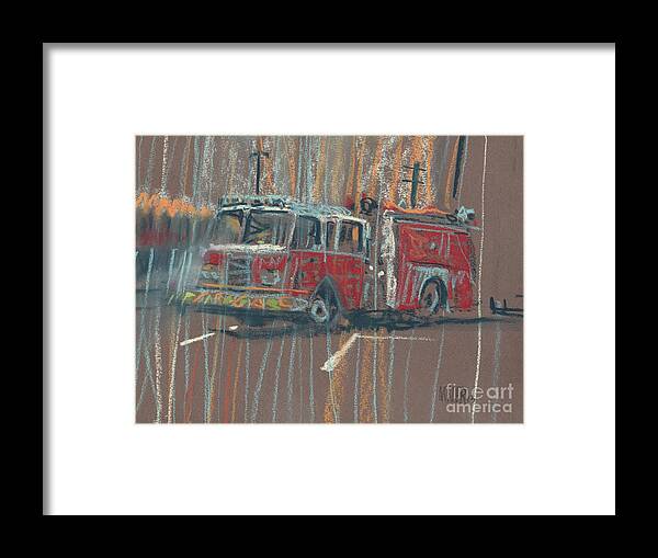 Fire Framed Print featuring the painting Engine 56 by Donald Maier