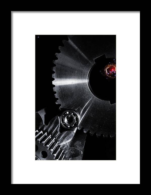Gears Framed Print featuring the photograph Engineering Titanium And Space by Christian Lagereek