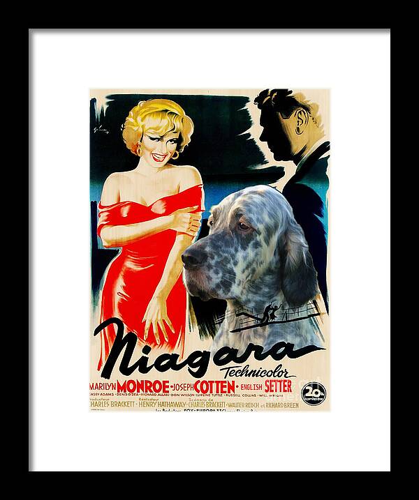 English Setter Framed Print featuring the painting English Setter Art Canvas Print - Niagara Movie Poster by Sandra Sij