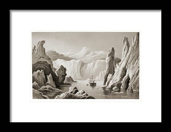 Ship Framed Print featuring the photograph Engraving Of Arctic Exploration by David Parker/science Photo Library