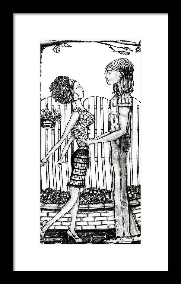 Graphite Framed Print featuring the drawing Eric And Lynnette by Karen-Lee