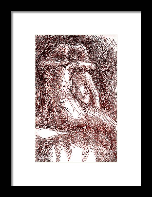 Erotic Renderings Framed Print featuring the drawing Erotic Drawings 19-2 by Gordon Punt