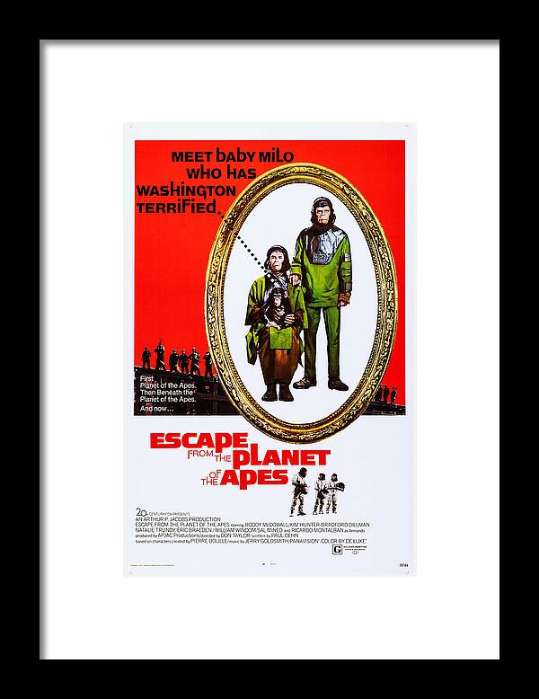 1970s Poster Art Framed Print featuring the photograph Escape From The Planet Of The Apes, Kim by Everett