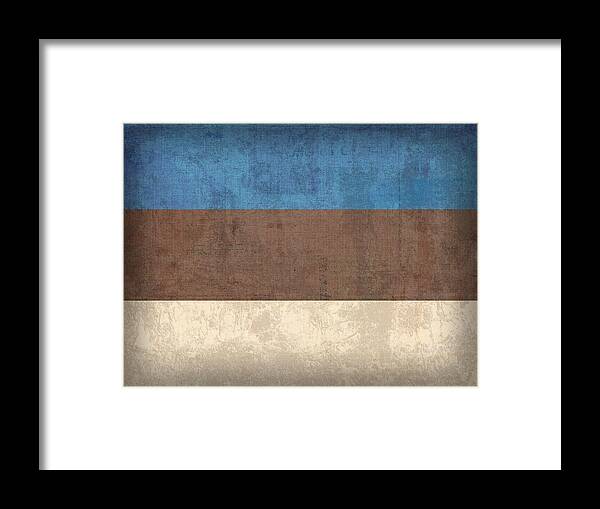 Estonia Framed Print featuring the mixed media Estonia Flag Vintage Distressed Finish by Design Turnpike