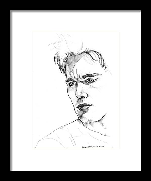 Ethan Hawke Framed Print featuring the drawing Ethan Hawke by John Ashton Golden