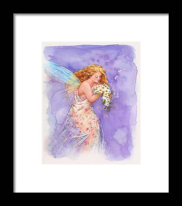 Enchantment Framed Print featuring the painting Ethereal Daisy Flower Fairy by Judith Cheng