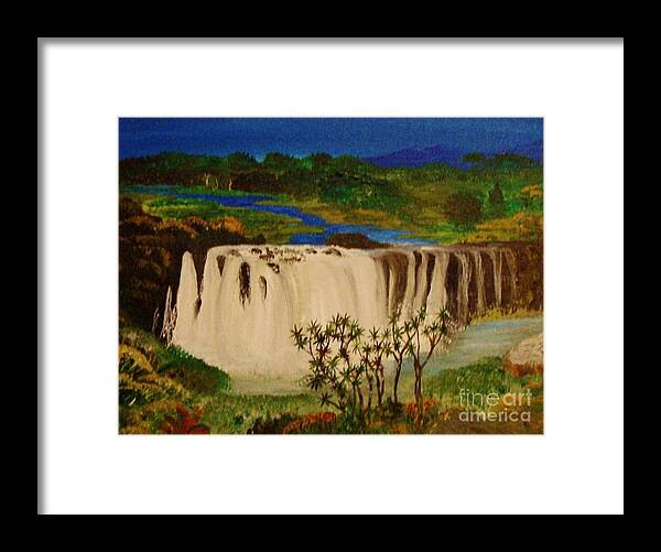 River Nile Framed Print featuring the painting Ethiopian Nile waterfall by Brigitte Emme
