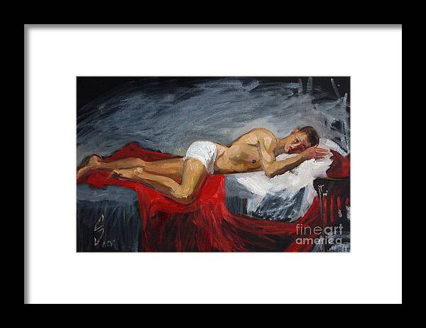 Man Framed Print featuring the painting Etude 20 by Sergey Sovkov