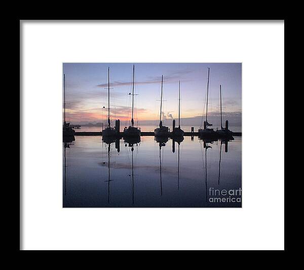 Sailboats Framed Print featuring the photograph Eureka Harbor at Sunset by Laura Wong-Rose