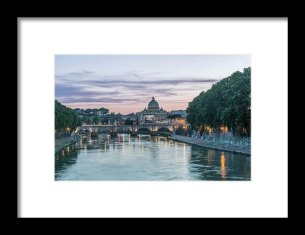 Europe, Italy, Rome, Tiber River Sunset Framed Print by Rob Tilley