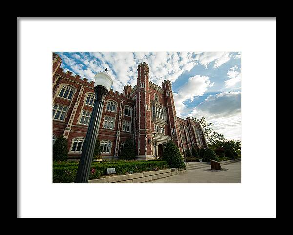 Ou Framed Print featuring the photograph Evans Hall in the Evening by Hillis Creative