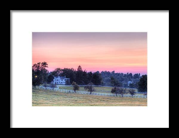 Farm Framed Print featuring the photograph Evening at the Farm by Alexey Stiop