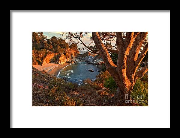 Mcway Falls Framed Print featuring the photograph Evening Light At Pfeiffer Burns by Adam Jewell