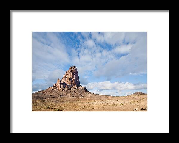 Arid Climate Framed Print featuring the photograph Evening Light on Agathla Peak by Jeff Goulden