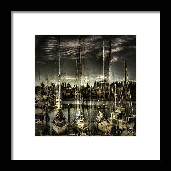 Sailboats Framed Print featuring the digital art Evening Mood by Jean OKeeffe Macro Abundance Art