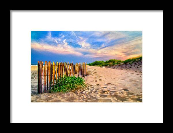 Evening On The Beach Framed Print featuring the photograph Evening on the beach by Carolyn Derstine