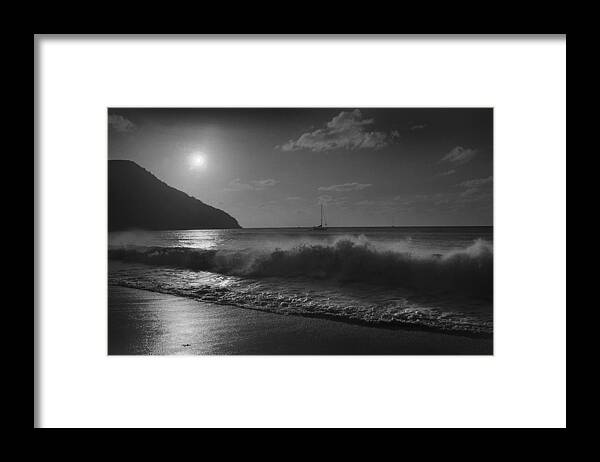  Black And White Framed Print featuring the photograph Evening Surf by Terence Davis