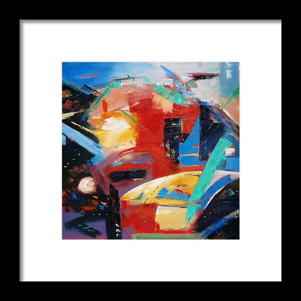 Abstract Framed Print featuring the painting Event by Gary Coleman