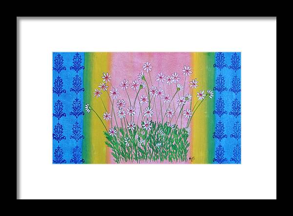 Abstract Framed Print featuring the painting Everythings Comming Up Daisies by Cindy Micklos