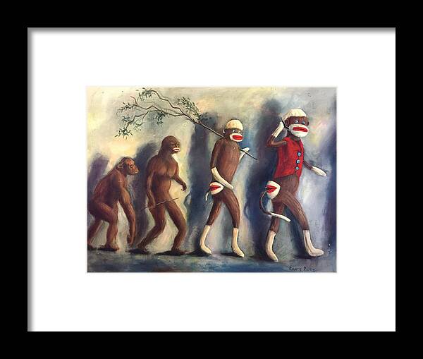 Evolution Framed Print featuring the painting Evolution by Rand Burns