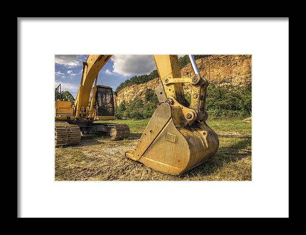 Excavator Framed Print featuring the photograph Excavator at Big Rock Quarry - Emerald Park - Arkansas by Jason Politte