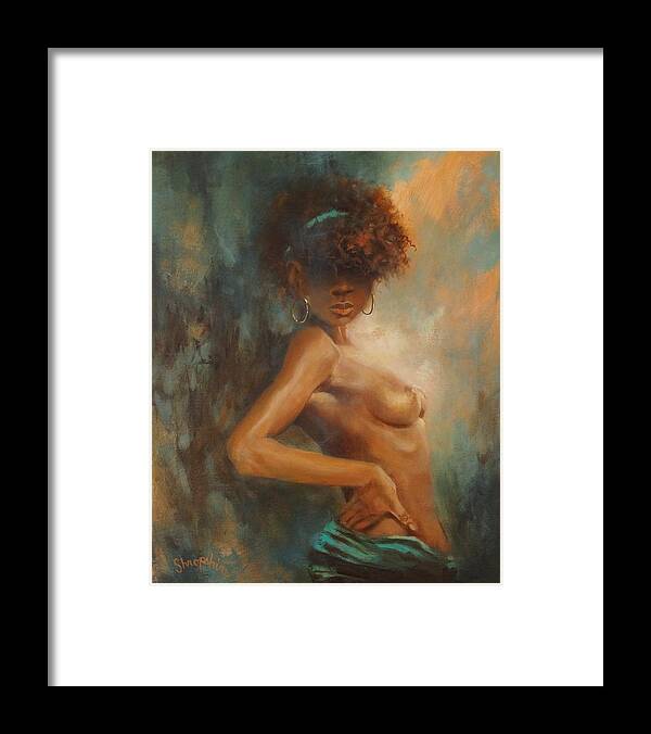 Figure Study Framed Print featuring the painting Excuse me? by Tom Shropshire