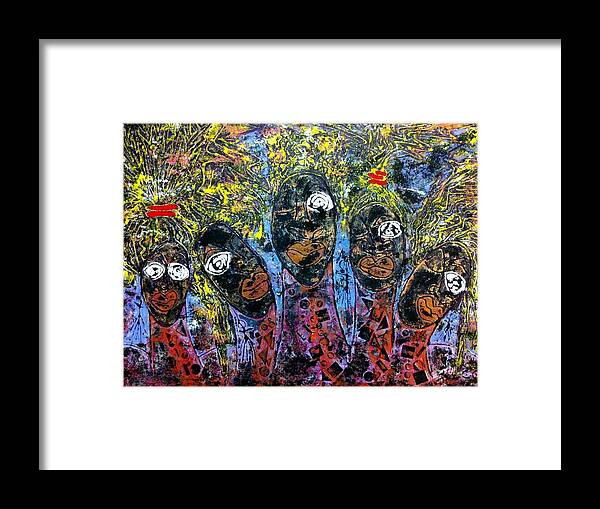 Family Framed Print featuring the painting Exo Alpha Family One by Cleaster Cotton