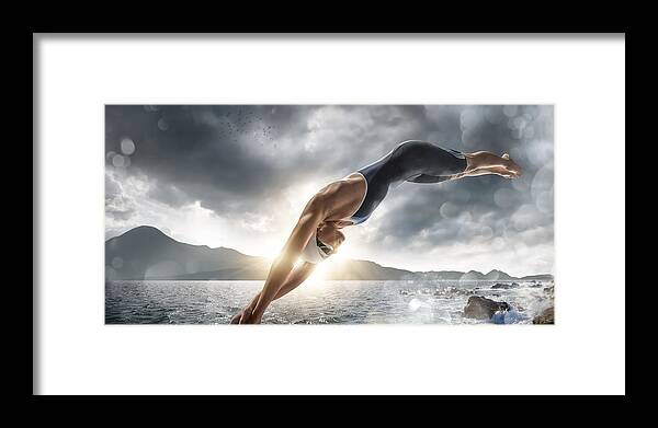 Toughness Framed Print featuring the photograph Extreme Sea Swim by Peepo