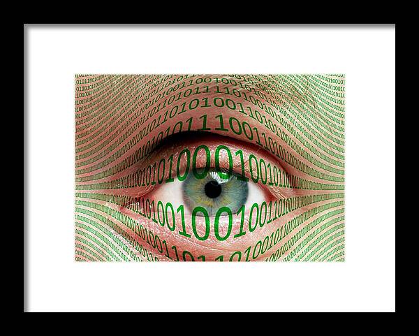 Eye Framed Print featuring the photograph Eye And Binary Code by Victor De Schwanberg