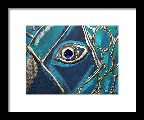 Eye Framed Print featuring the painting Eye of the Peacock by Cynthia Snyder