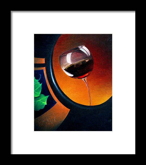 Wine Framed Print featuring the painting Eye Spy Something Red by T S Carson