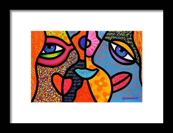 Eyes Framed Print featuring the painting Eye to Eye by Steven Scott